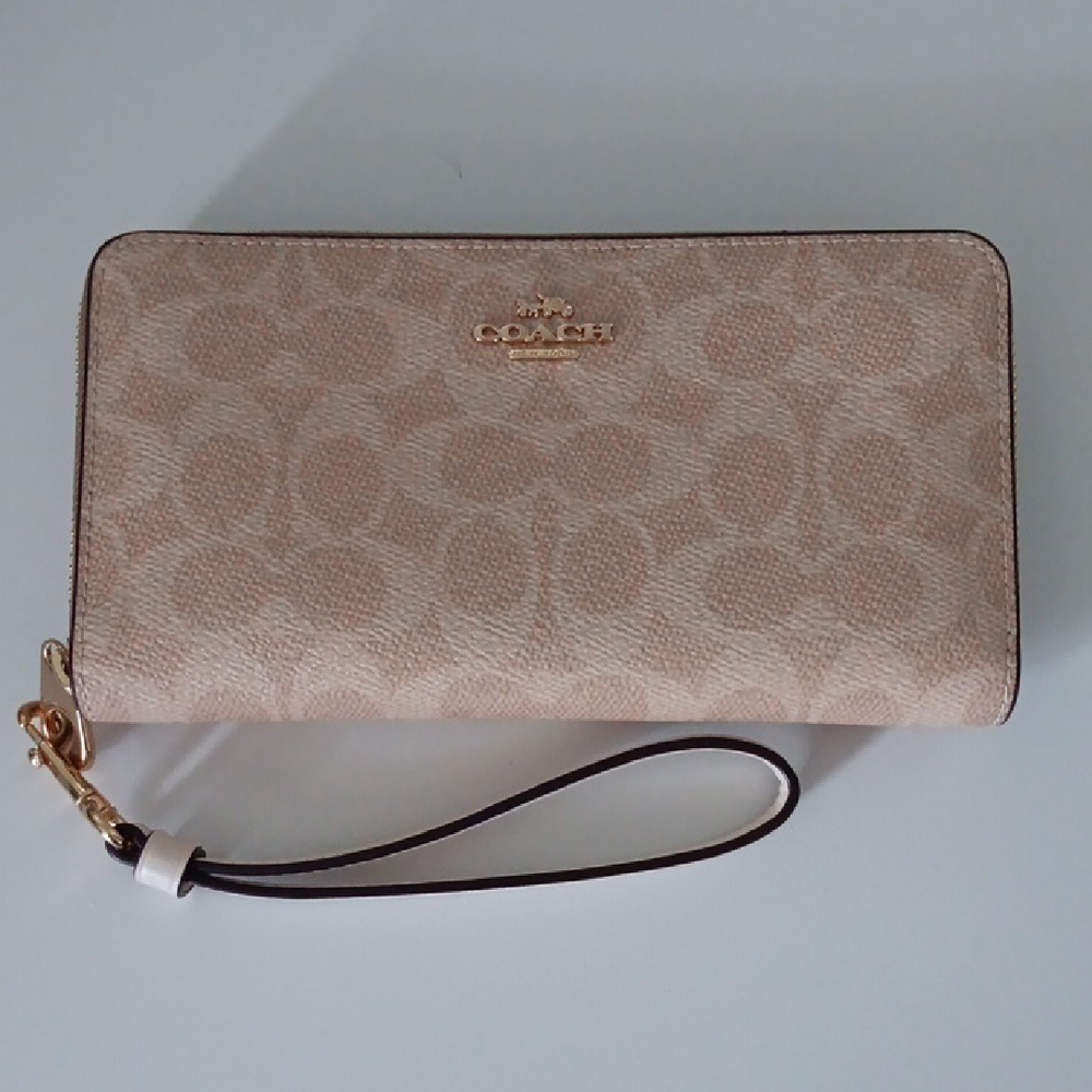 Coach Beige Signature Wallet/ Wristlet